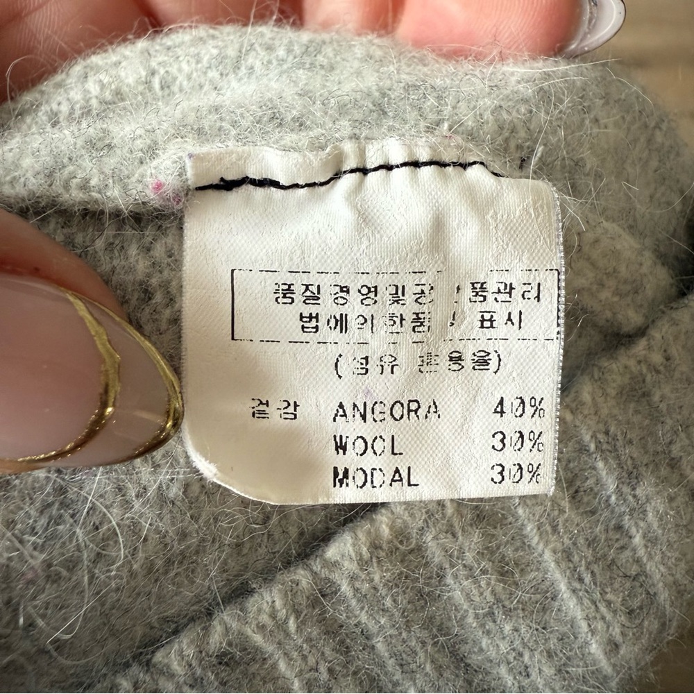 Grey angora wool cropped cardigan with balloon sleeves - Small - Picture 5 of 5